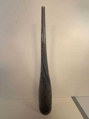Vintage Murano-Style‎ Spiral Art Glass Bud Vase Black and White Swirl
